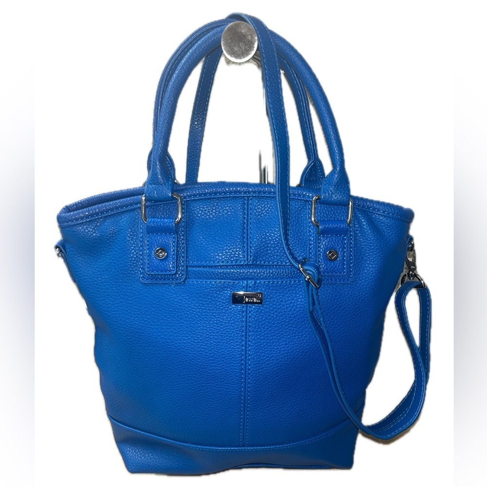 Jewell Thirty One Pebble Blue Cobalt Crossbody Large Tote with Strap